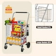 thumbnail image 4 of Leumius Large Shopping Cart,Utility Foldable Shopping Cart with Double Basket and 360° Rolling Swivel Wheels for Shopping,Laundry,Travel,Grey, 4 of 7