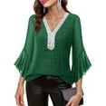 thumbnail image 6 of Mifsaly Christmas Sequin Tops for Women Party Ruffle 3/4 Sleeve Elegant Glitter Top Loose Tunic Xmas V-Neck Holiday Blouse 2025 Work Festival Dressy Casual Outfit, 6 of 9