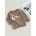thumbnail image 3 of Baby Boy Girl First Birthday Outfit Crewneck Long Sleeve Sweatshirt Pullover Top Fall Winter Clothes, 3 of 8