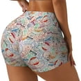 thumbnail image 2 of Sigee Passport Stamp Print Women's High Waist Workout Shorts - Squat Proof, Tummy Control, Yoga and Gym Activewear-XX-Large, 2 of 9