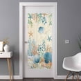 thumbnail image 2 of Teal Blue Coastal Window Privacy Film,Summer Beach Starfish Shell Coral Nautical Retro Static Cling UV Sun Blocking Window Tint Day and Night,Non-Adhesive One Way Privacy Cover 35.4''x78.7'', 2 of 7