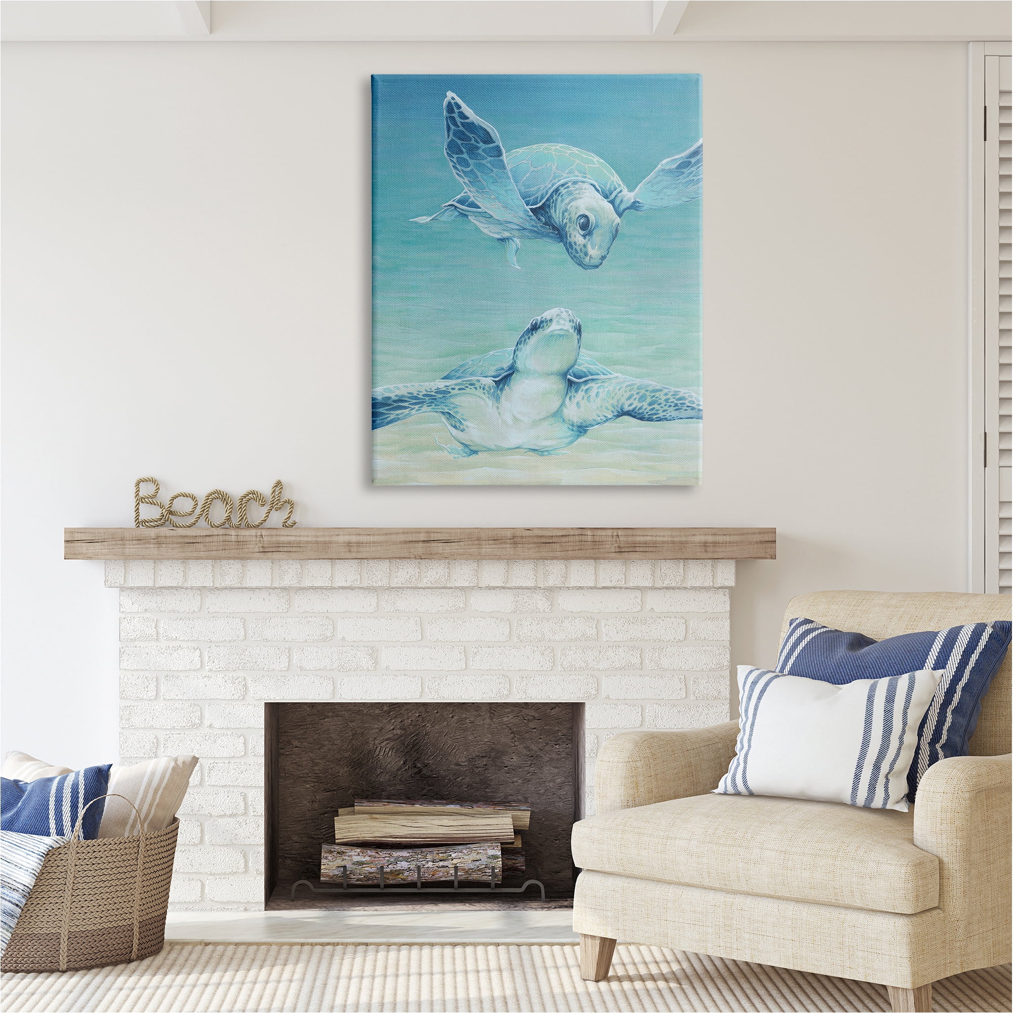Stupell Industries Sea Turtles Gazing Animals & Insects Painting Gallery Wrapped Canvas Art Print Wall Art, 36 x 48