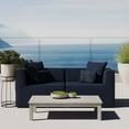 thumbnail image 2 of Lounge Loveseat Sofa, Fabric, Blue Navy, Modern Contemporary Urban Design, Outdoor Patio Balcony Cafe Bistro Garden Furniture Hotel Hospitality, 2 of 8