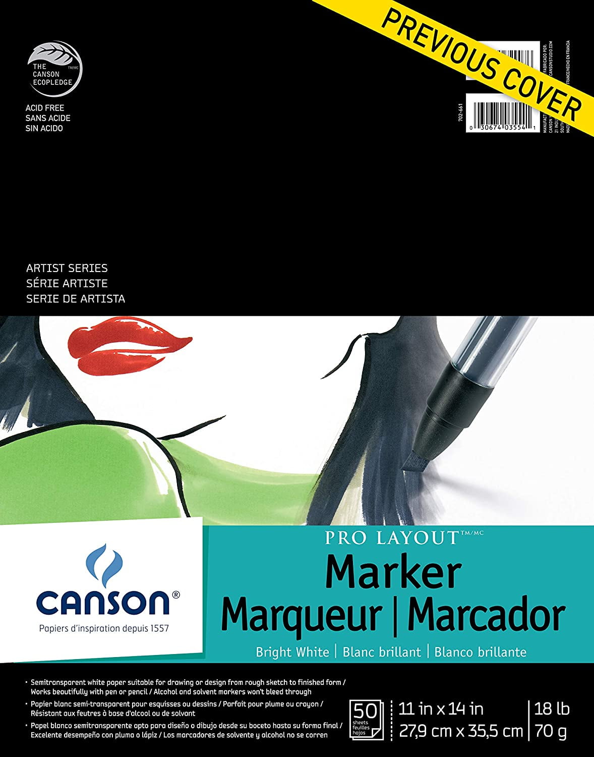 Canson Marker A4 pad Including 70 Sheets of 70gsm Layout bleedproof Paper:  high White and Ultra-Smooth