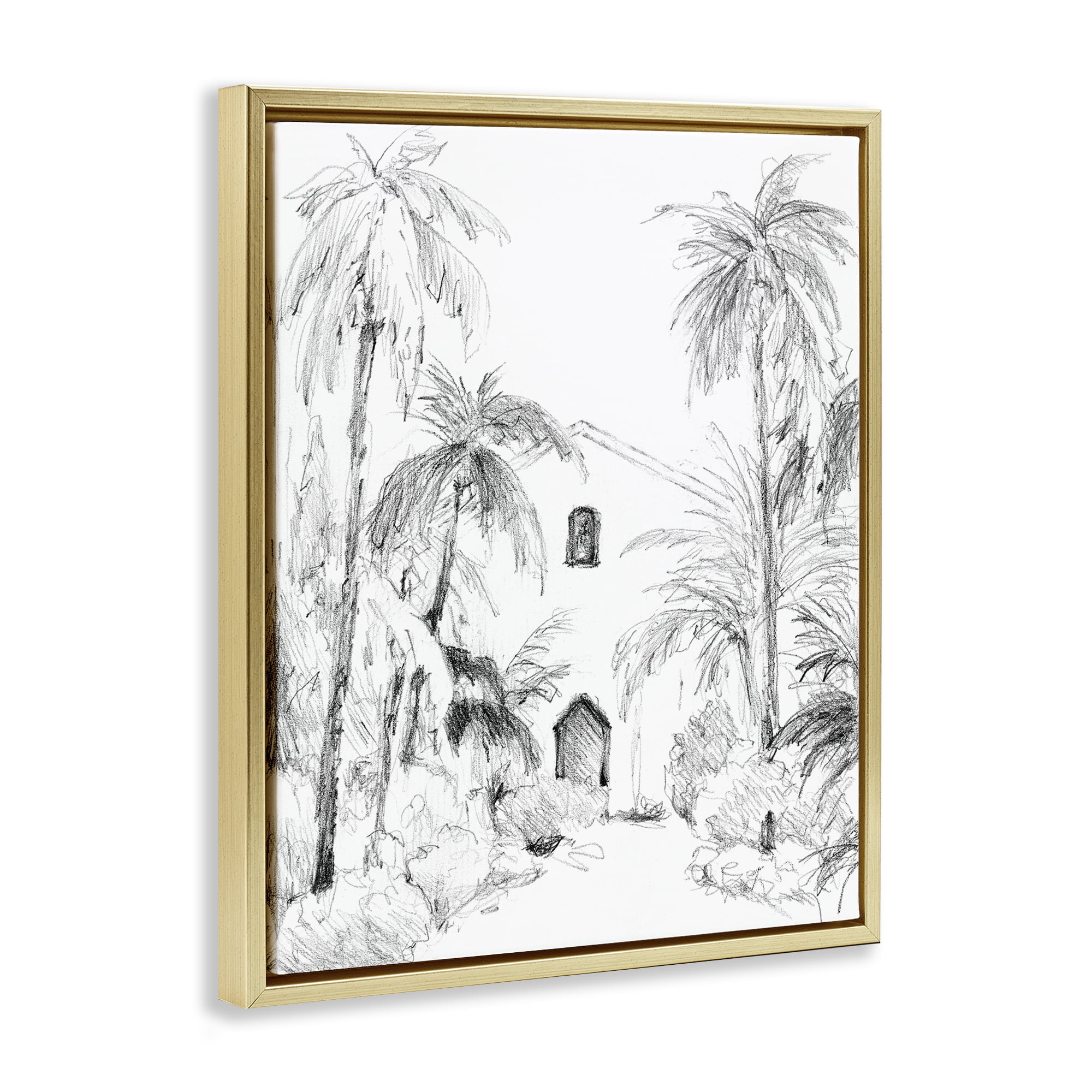 Stupell Industries Island Church Sketch Gold Framed Floater Canvas Wall Art, design by Lanie Loreth