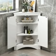 thumbnail image 3 of Bellemave Modern Triangle Bathroom Corner Cabinet, Bathroom Storage Cabinet with Adjustable Shelves, Freestanding Floor Cabinet for Bathroom, Living Room, Bedroom, Kitchen (White), 3 of 13
