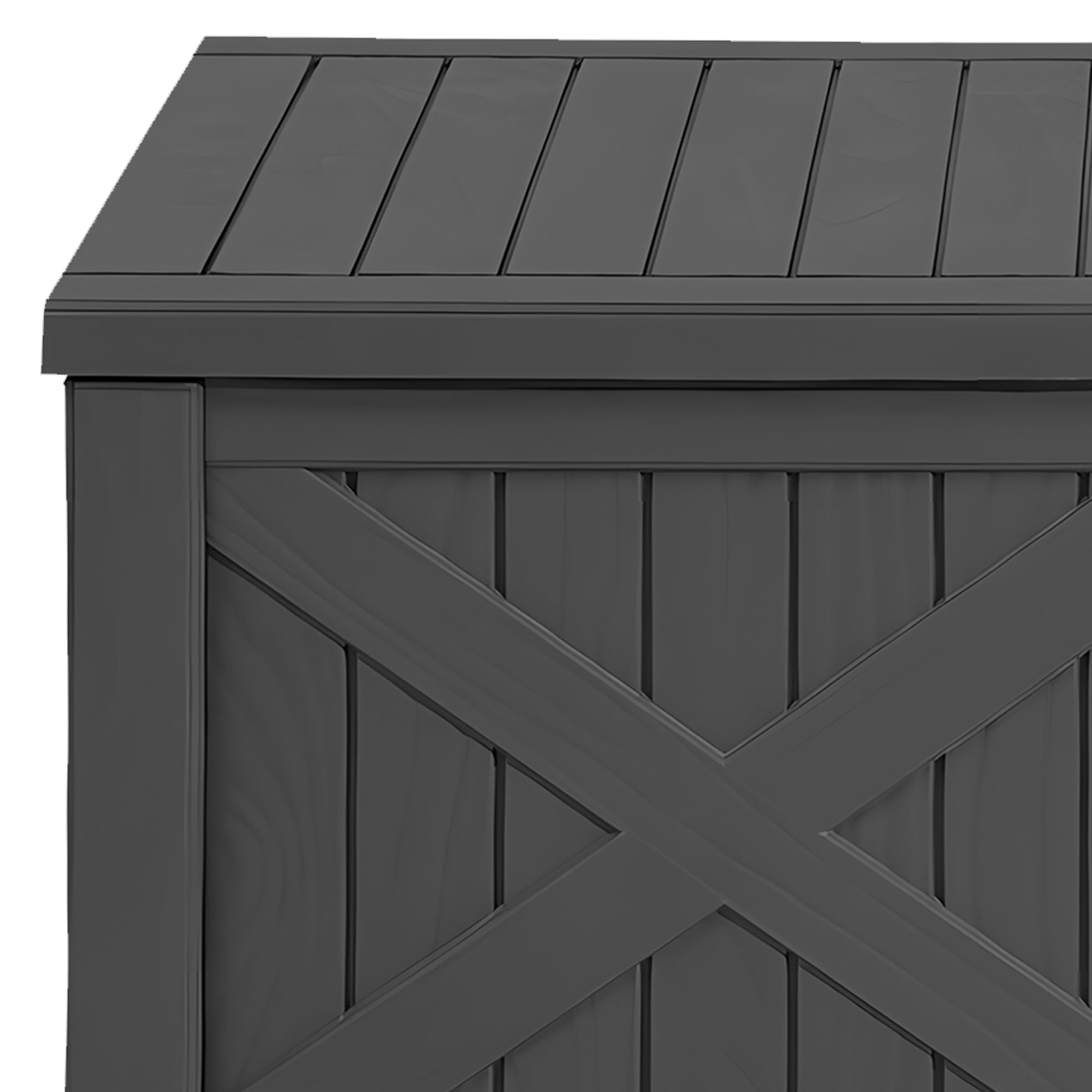 Uforic 120 Gallon Large Outdoor Deck Box, Outdoor Resin Storage Boxes  with X-Shaped Front ,Waterproof & Lockable,Dark Gray
