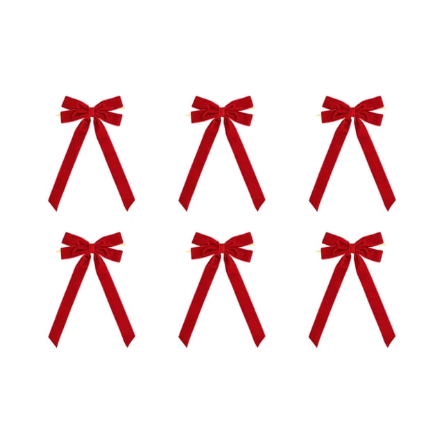 Christmas Tree Decorations 6pcs Velvet Holiday Bows for Gift Wrapping Wreaths Snack Bags Baking Candy Bags Home Party Decor