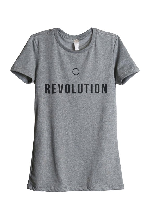 Female Revolution Women's Relaxed Crewneck T-Shirt Tee Heather Grey Large