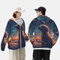 thumbnail image 4 of Daiia Starry Sky Cloud Puppy UPF 50+ Sun Protection Hoodie Jacket Lightweight Long Sleeve Sun Shirt for Women Men with Pocket Hiking Outdoor-Small, 4 of 7