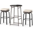 thumbnail image 1 of Gymax 3 PCS Outdoor Swivel Bar Set w/2 Chairs Tempered Glass Top Soft Cushions, 1 of 9
