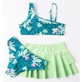 thumbnail image 5 of URMAGIC Child Big Girls 3PCS Hawaii Leaf Swimsuits Flounce Crop Bikini Set with Cover Up Beach Skirt, 5 of 5