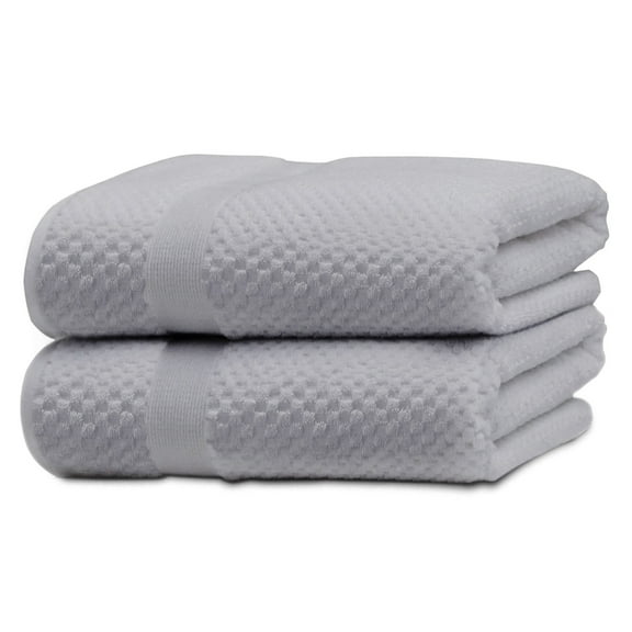 Kingrest 100% Cotton Bath Towel Sets of 2 Pieces, 2 Bath Towel, Highly Absorbent Towels for Bathroom, Gym, Hotel - Light Gray
