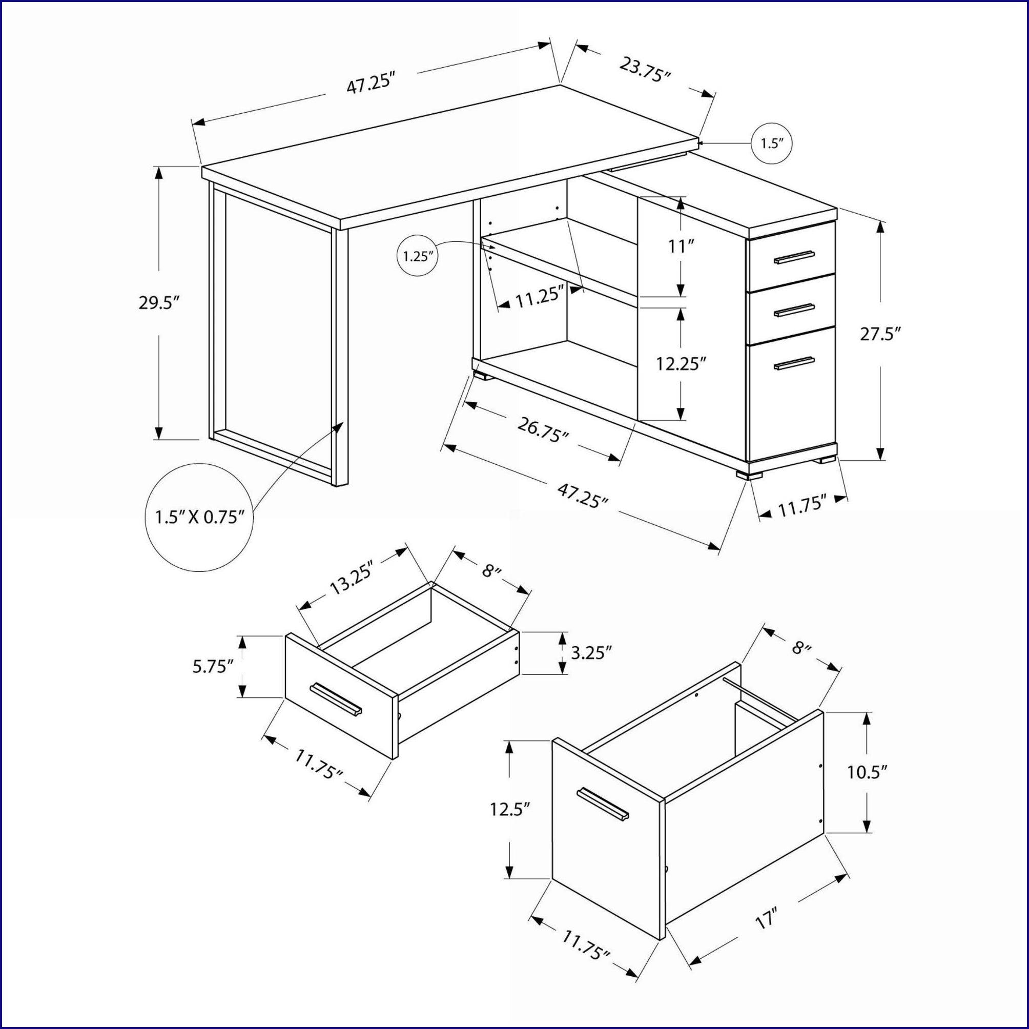 Desks, L-Shaped Corner Home Office Desk with Left/Right Setup & 3 Drawers, Black/Grey Laminate, Black Metal, Modern | Black | Particle Board