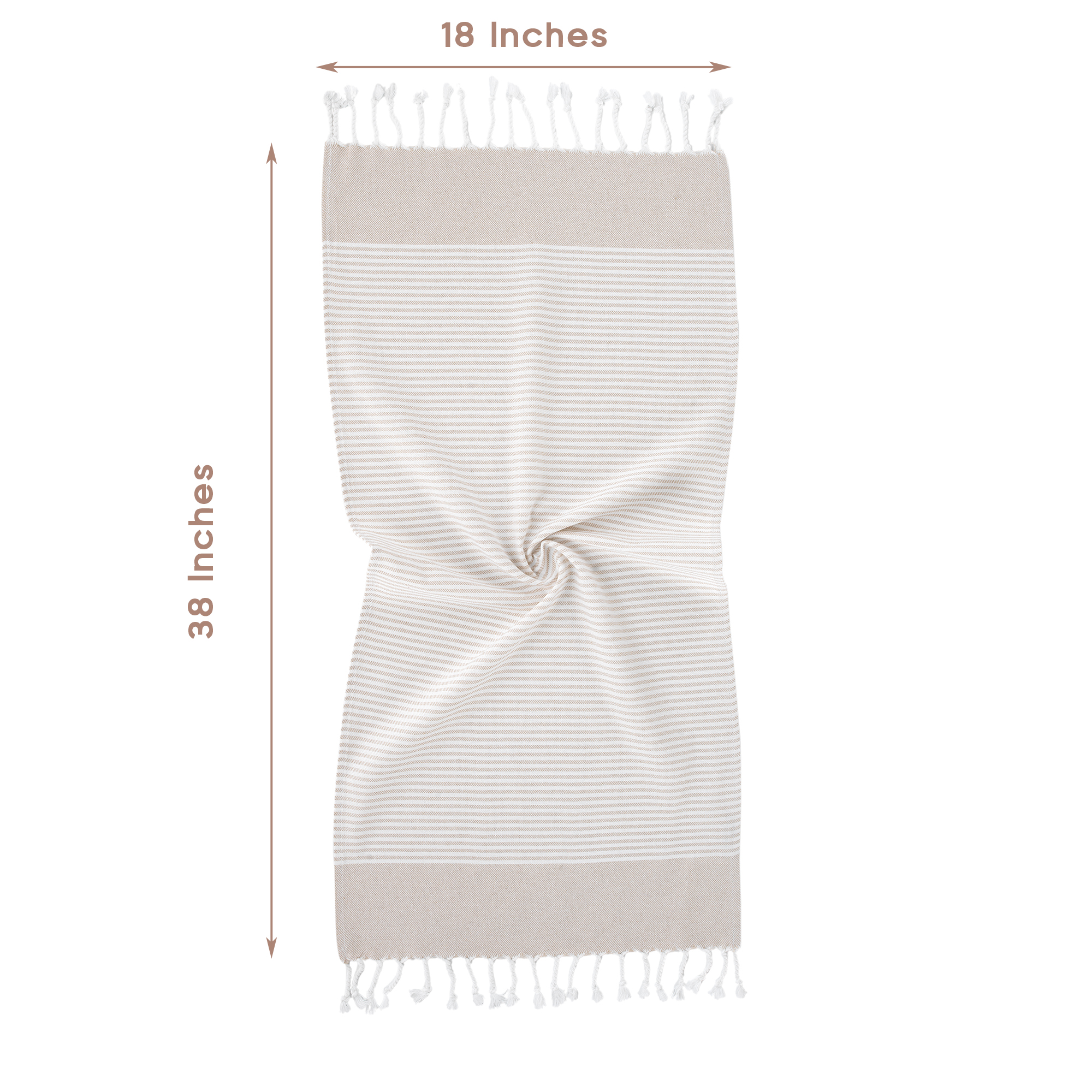 Turkish Hand Towels for Bathroom and Kitchen, 18 x 38 Inches, (Set of 3), Beige - image 5 of 6