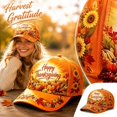 thumbnail image 2 of Voska Thanksgiving Harvest Baseball Cap Adjustable Fall Autumn Turkey Pumpkin Printed Hat Adult Casual Holiday Party Accessory A One Size, 2 of 5