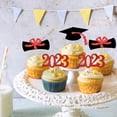 thumbnail image 2 of opvise 24Pcs Cake Decorations Handmade Attractive Glitter Bright-colored Paper 2023 Graduation Cupcake Toppers Red, 2 of 7