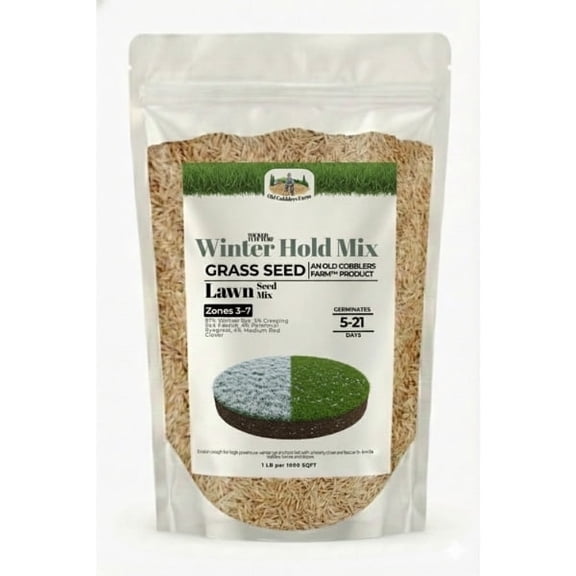 Old Cobblers Farm™ Wicked Tuff Turf Winter Hold Mix – Cold-Season Lawn & Field Coverage for Erosion Control, Soil Protection & Winter Ground Stability (5 lbs | 10 lbs | 15 lbs | 20 lbs)(5lbs)