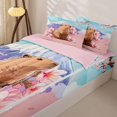 thumbnail image 3 of Homewish Kids Capybara Zipper Twin Comforter Sets with Fitted Sheet and 2 Pillowcases For Capybara Lovers,Japanese Cherry Mountain Zipper Bedding Set,Reversible,4-Piece, 3 of 7