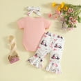thumbnail image 6 of TOWED22 Newborn Baby Girl Clothes Mama is My Bestie Outfit Short Sleeve Romper Shorts Headband 3Pcs Summer Clothes Set Pink,0-3 M, 6 of 9