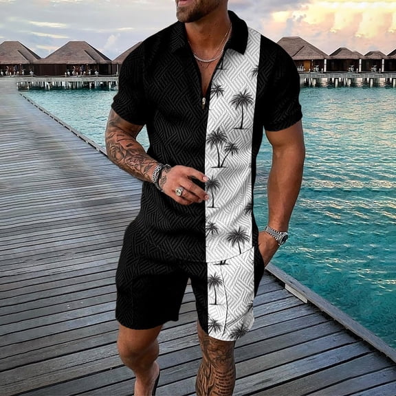 Vedolay Short Set For Men Casual Men's Summer Casual Short Sleeve Muscle Tee Shirts and Classic Fit Sport Shorts Sets,White M