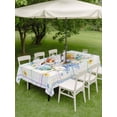 thumbnail image 3 of Watercolor Easter Outdoor Tablecloth - 60x120 Inch Rectangle Dining Table Cover, Cute Rabbits Flower Wreath Eggs Bow Plaid Waterproof Outdoor Table Cloth with Umbrella Hole & Zipper for Picnic/Patio, 3 of 7