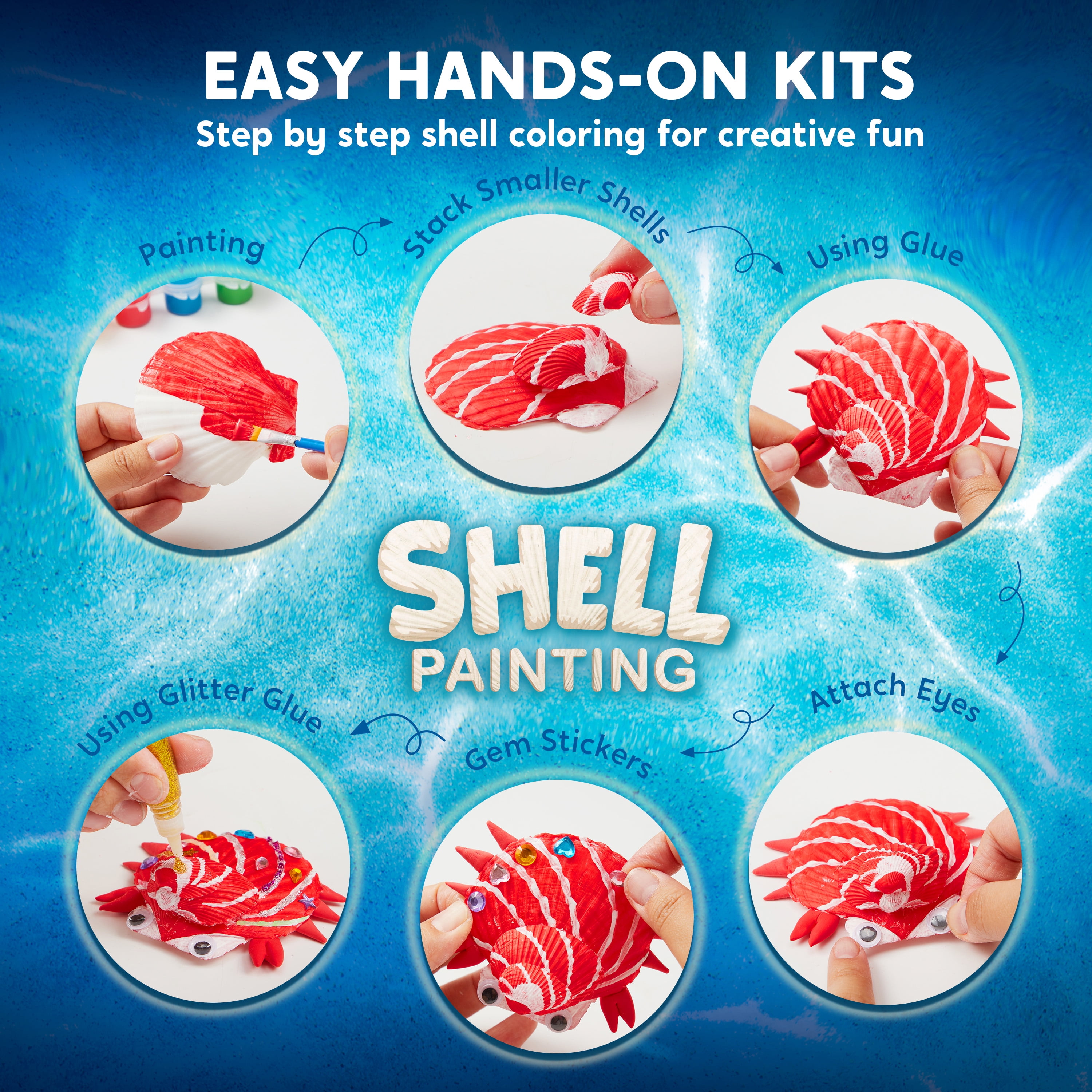(2 pack) Joyfy 12pcs Sea Shell Painting Kit for Kids, Glow in the Dark Painting Set for Toddler Activities ,Christmas Birthday Gift for Boy Girl Ages 6 Up