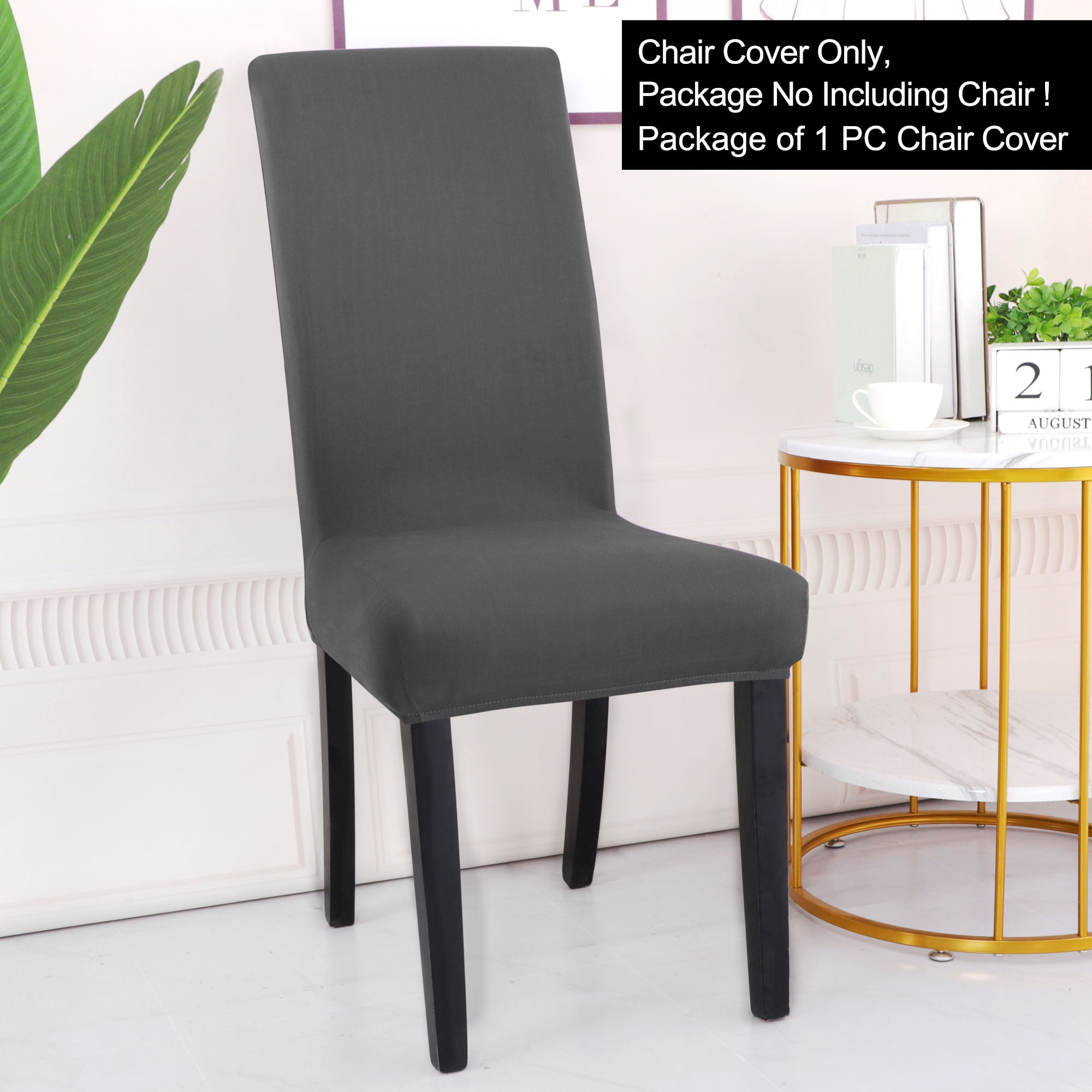 Unique Bargains Spandex Solid  Dining Chair Covers Protector Slipcovers Gray 6 Pcs