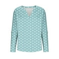 thumbnail image 5 of Craaazy Women's Fashional Print Color Long Sleeve Gifts V-neck Blouses. Long Sleeve Pullover With Button Decoration, 5 of 7