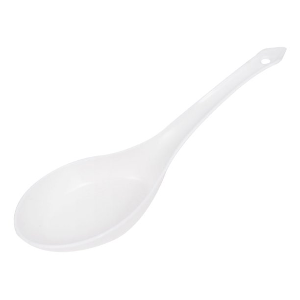 Unique Bargains Plastic Short Handle Oval Shape Rice Soup Spoons White