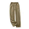 thumbnail image 4 of WTOBBY Women's Plush Sleep Pants with Solid Color Design, Soft Elastic Waist Pajama Bottoms with Two Pockets, Comfortable Pajama Pants for Women,Army Green L, 4 of 7