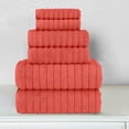 thumbnail image 2 of Elegant Comfort 100% Turkish Cotton Corduroy Ribbed Luxury Bath Towels 6-Piece Set, Premium Feel - Quick Dry, Highly Absorbent, Contains 2 Bath Towels, 2 Hand Towels, and 2 Washcloths, Coral, 2 of 6