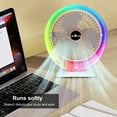 thumbnail image 2 of USB Charging Colorful LED Desk Fan with Gradient Ambient Light 3-Speed Wind Power 1200mAh Battery Wide-Angle Air Supply Single Click Wind Adjustment Long Press to Turn on Colorful Light, 2 of 5