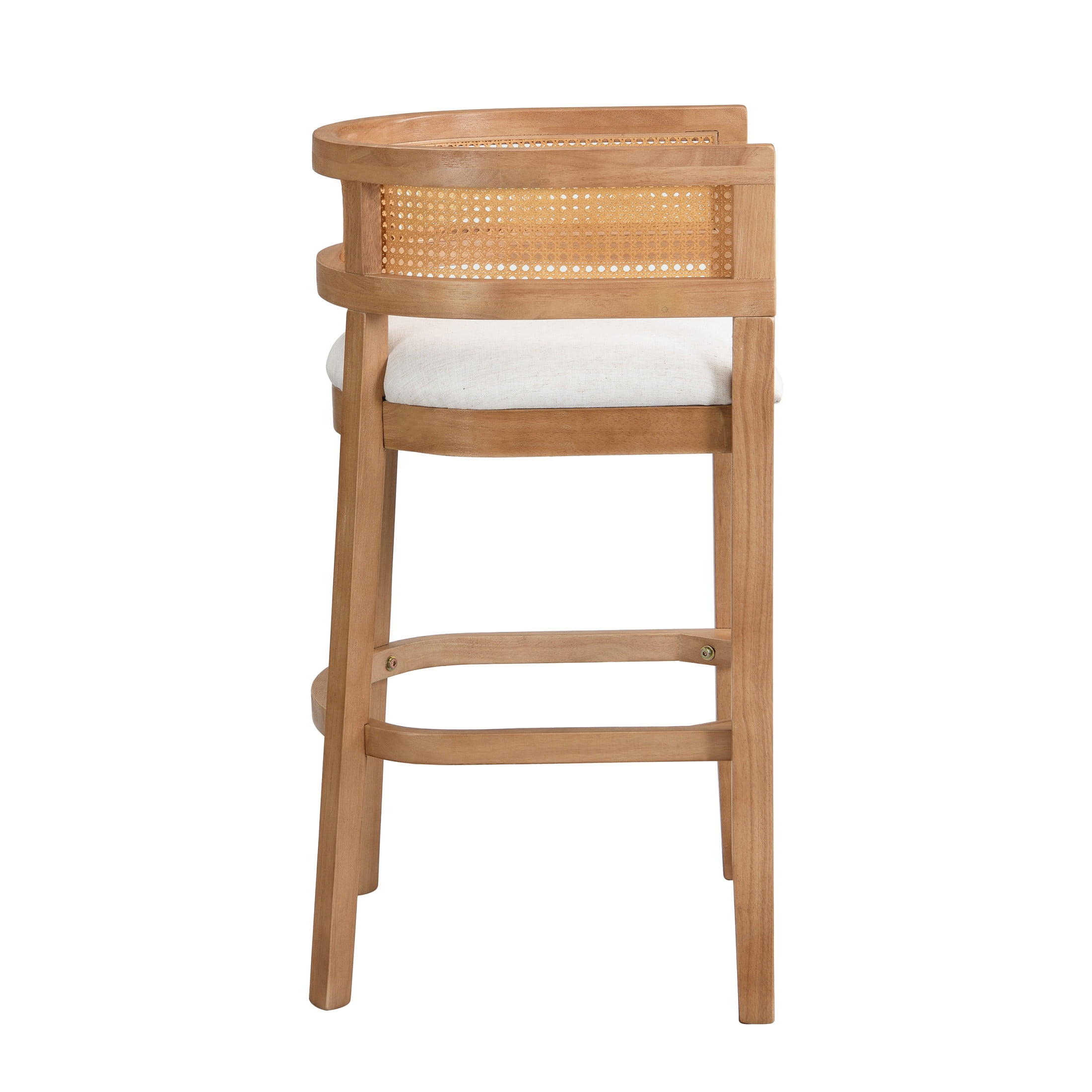 Christopher Knight Home 29.5" Upholstered Bar Stools, Wood Frame with Rattan Back, Natural, Set of 2
