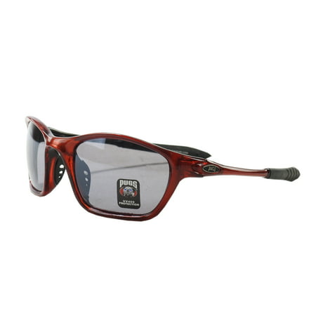 Pugs Eyewear Mens UV400 Protection High-Quality Pugs Gear Sunglasses, Red Frame/Grey Tinted Lenses