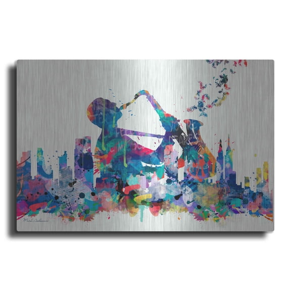 Luxe Metal Art 'New York Mark 9' by Mark Ashkenazi, Metal Wall Art, 36"x24"