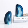 thumbnail image 3 of AMOYSTONE Blue Agate Bookends Small 2-3 lbs Polished Dyed Crystal Stone for Books 1 Pair with Rubber Bumpers, 3 of 7