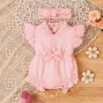 thumbnail image 2 of Elainilye Fashion Baby Girls Summer Rompers Dress Princess Dress Puff Sleeve Jumpsuit Headband Two-piece Set Sizes Newborn-12M, 2 of 9