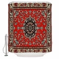 thumbnail image 2 of Red Bohemian Waterproof Fabric Shower Curtain, Boho Flower Abstract Modern Retro Art Shower Curtain for Bathroom Curtains Bathtubs Hotel Washable Shower Curtains with 12 Hooks Stall 54x78in, 2 of 6