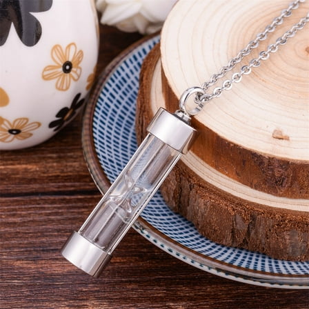 Stainless Steel Hourglass Cremation Jewelry Keepsake Memorial Ash Urn Necklace Unisex