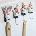 thumbnail image 3 of Cheers.US 4Pcs/Set Statue Sculpture Gift Resin Craft Chef Figurine Wall Hook Cartoon Stainless Steel Hooks Creative Chef Character Model Home Garden Ornaments Decor, 3 of 7