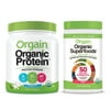 Orgain - Organic Vegan, Non-GMO Plant Based Protein Powder - Sweet Vanilla Bean (1.02 LB) + Superfoods Powder - Berry (0.62 LB)