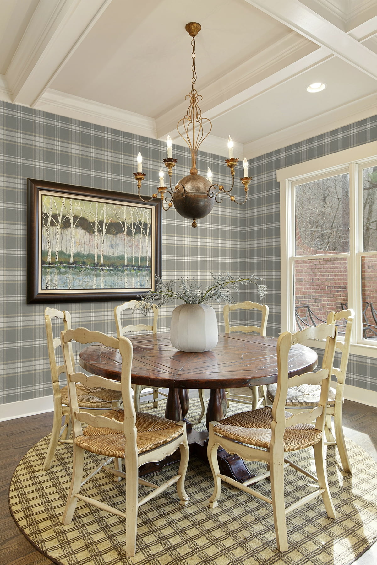 Nextwall Daydream Grey Sennehill Plaid Peel And Stick Wallpaper - 20.5 in. W x 18 ft. L Roll