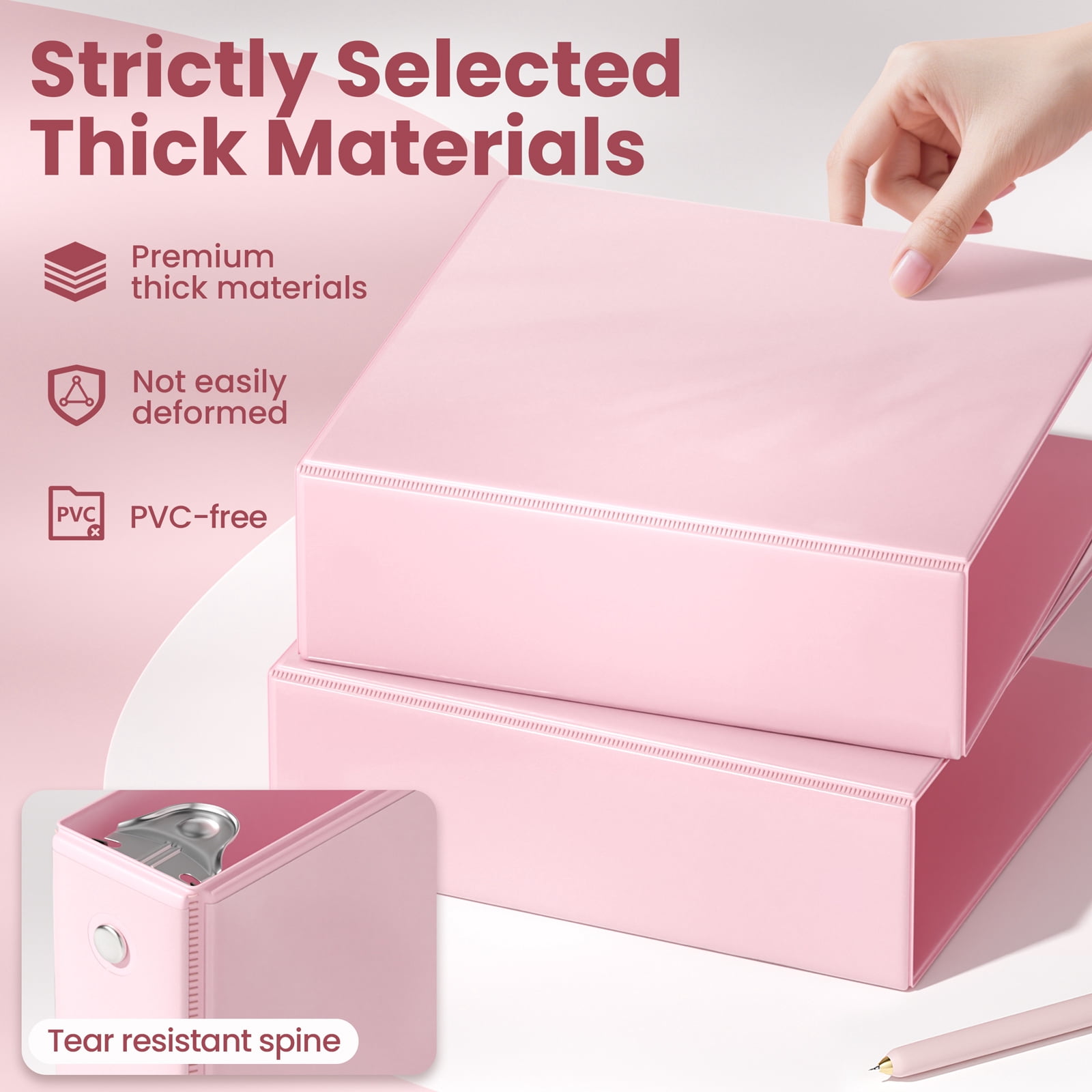 SUNEE 3 Ring Binder 3 Inch 4 Pack, 3" Large Clear View Binders Three Ring PVC-Free (Fit 8.5x11 Inches) for School or Office Supplies, Assorted Pastel
