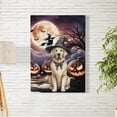 thumbnail image 2 of Spooky Halloween Night Witch Golden Retriever Glowing Pumpkins Vertical Matte Canvas Poster Goldens Dog Lover Gifts Idea Wall Art Home Decor - 12015, 2 of 5
