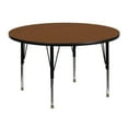 thumbnail image 1 of 48'' Round Oak HP Laminate Activity Table - Height Adjustable Short Legs, 1 of 3