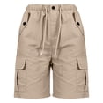 thumbnail image 5 of Bermuda Shorts for Children Cargo Shorts Knee Length Multi Pockets Elastic Waist Knee Length Shorts for Summer Casual Athletic Long Shorts for Girls Khaki, 5 of 5