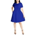 thumbnail image 4 of POSESHE Women's Plus Size Summer Dress, Short Sleeve Round-Neck Short Party Dress with Pockets, 4 of 5