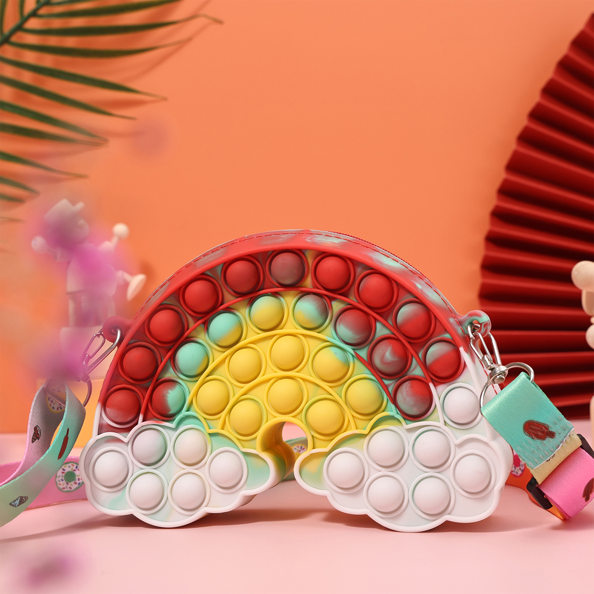 Pop Bag Pop Purse, 2 in 1 Push Pop Bubble Rainbow/Shell/Crown Handbags