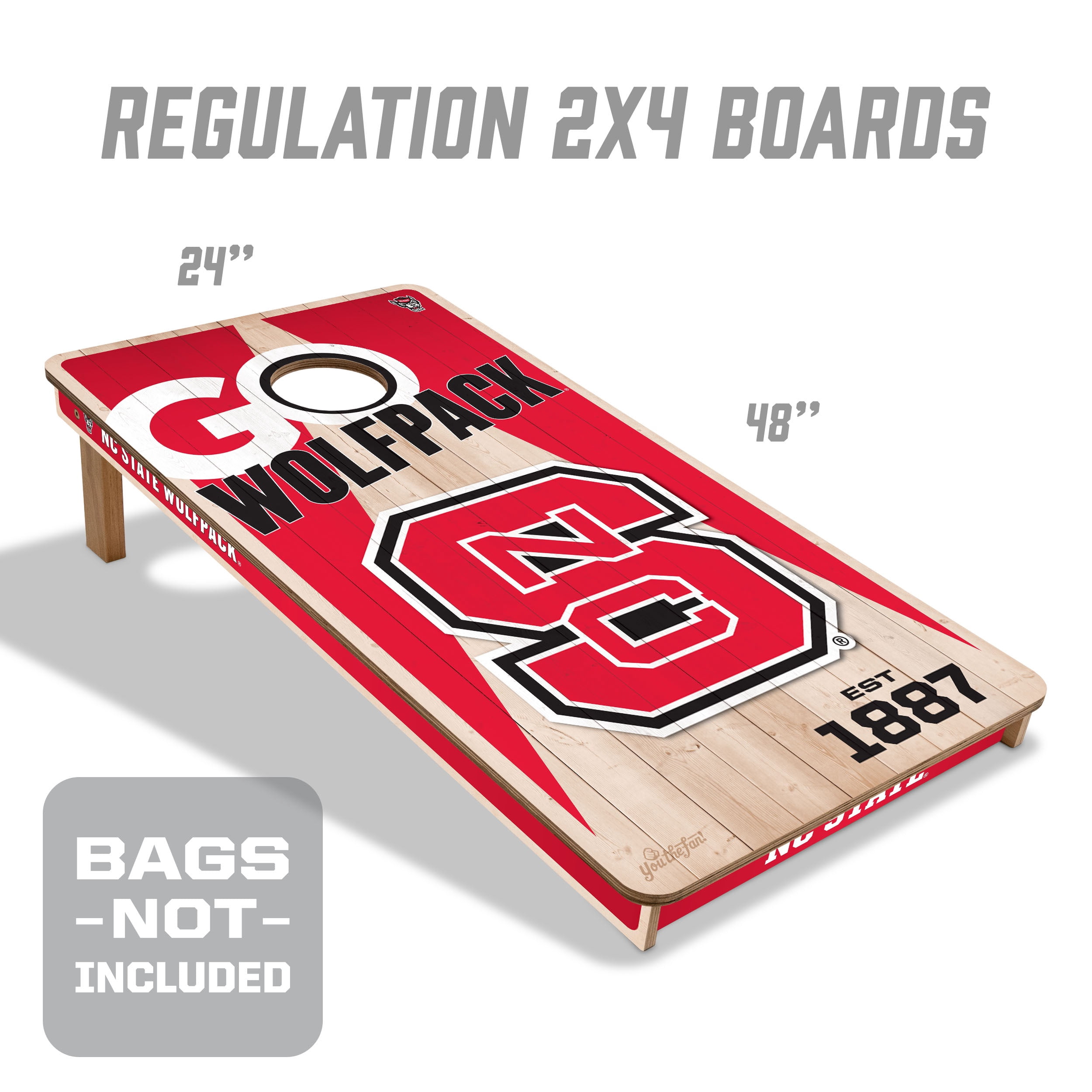 YouTheFan NCAA NC State Wolfpack 2' x 4' Cornhole Game No Bags